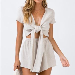 Princess Polly Ragnar beige romper